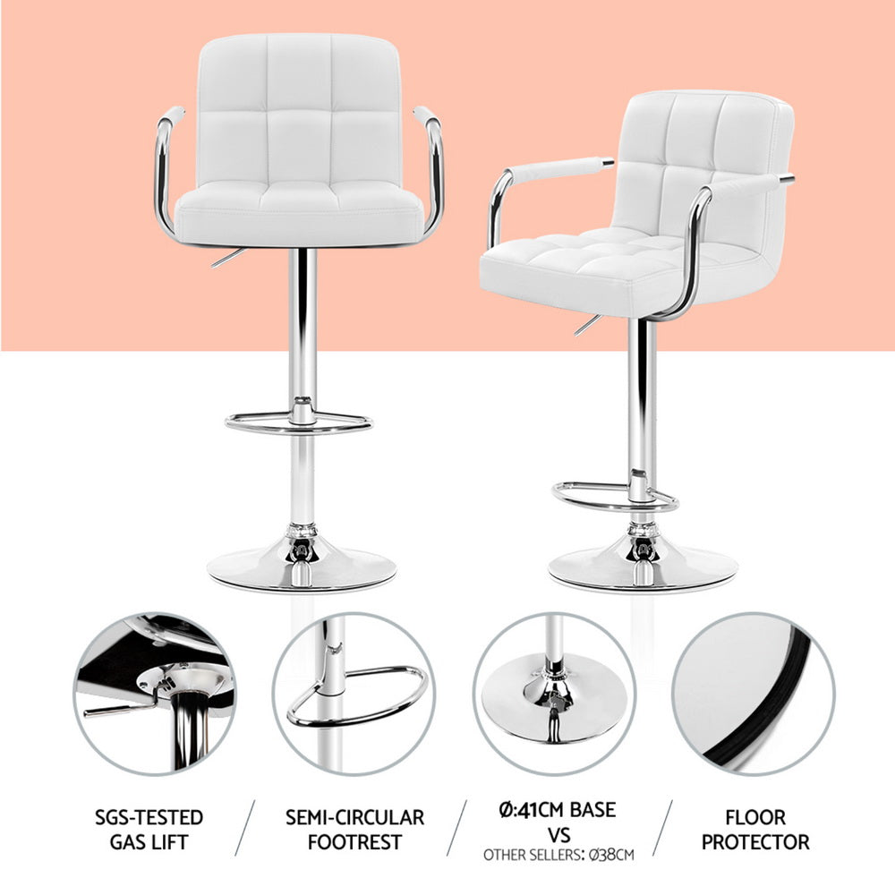 Artiss White Bar Table and Stools Set Adjustable Swivel Dining Cafe Pub