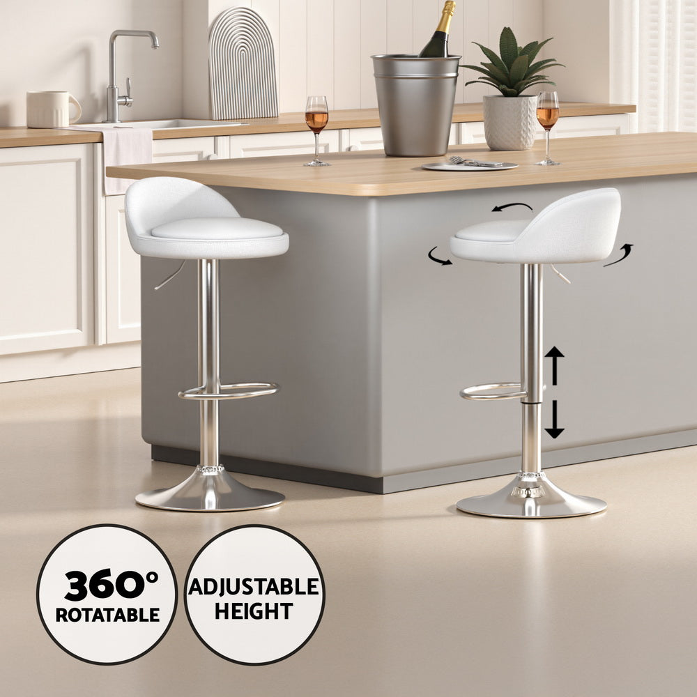 Artiss White Bar Table and Stools Set Adjustable Swivel Dining Cafe Pub