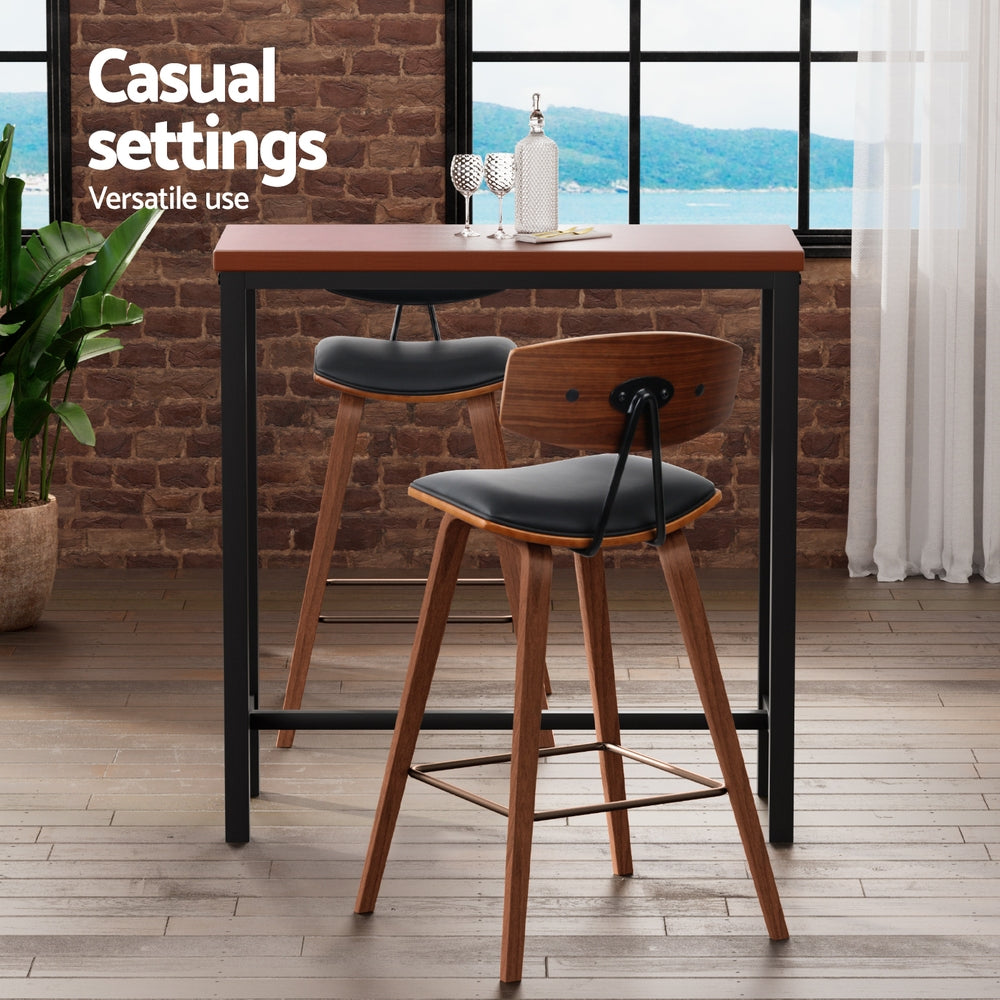 Industrial Bar Table and Stools Set MDF Top Wooden Frame Brown/Black