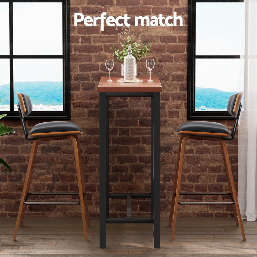 Industrial Bar Table and Stools Set MDF Top Wooden Frame Brown/Black