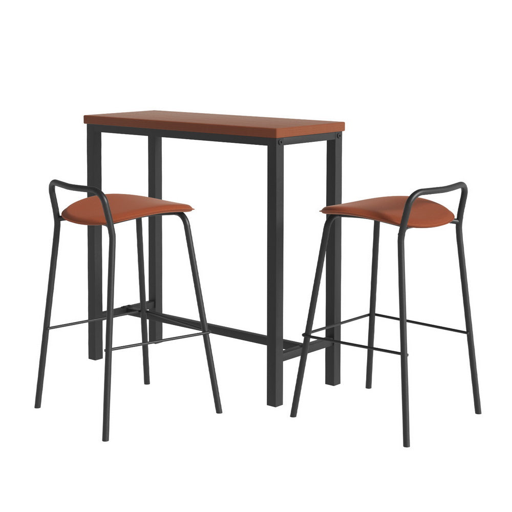 Industrial Bar Table and Stool Set Brown/Black