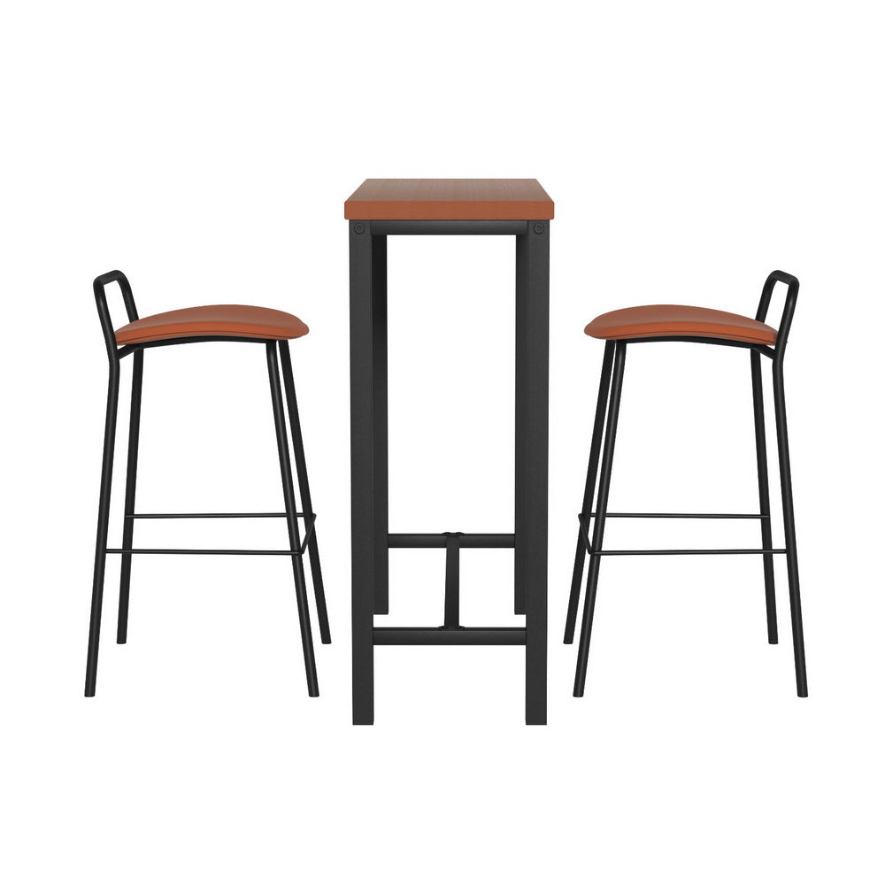 Industrial Bar Table and Stool Set Brown/Black