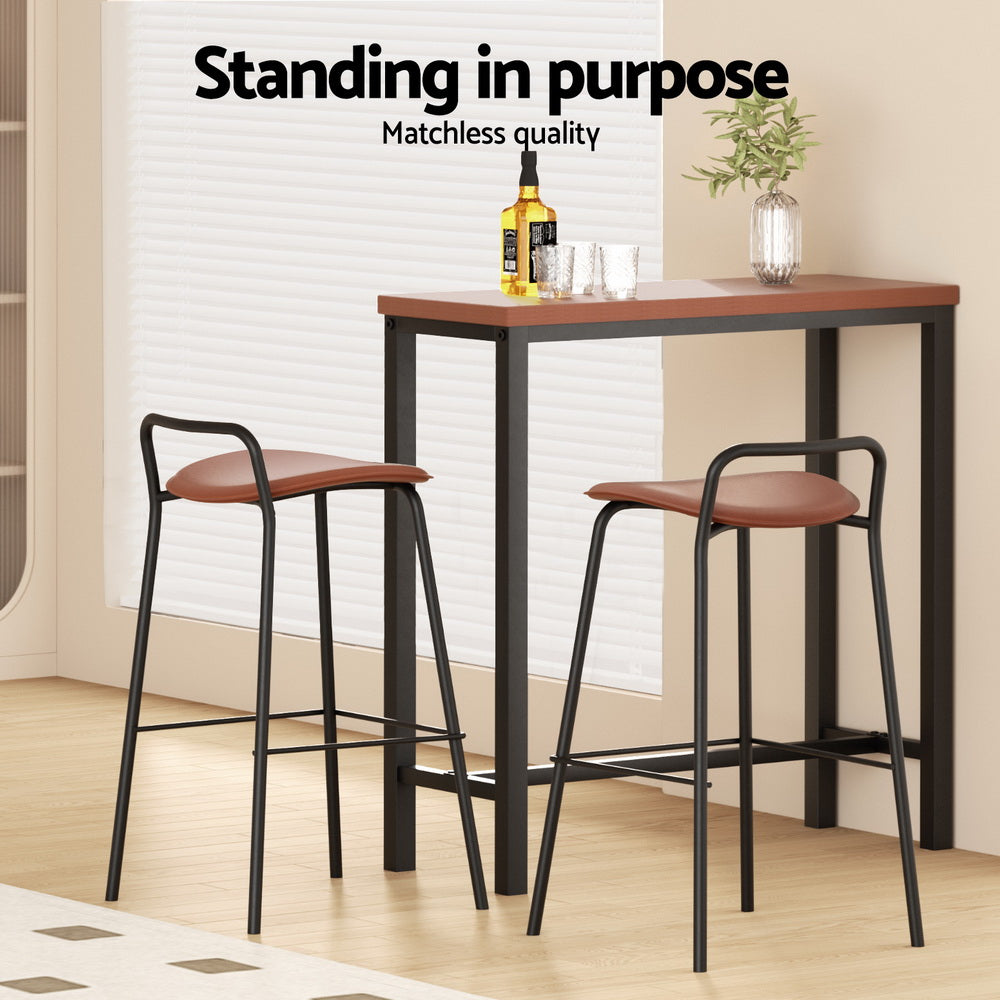 Industrial Bar Table and Stool Set Brown/Black