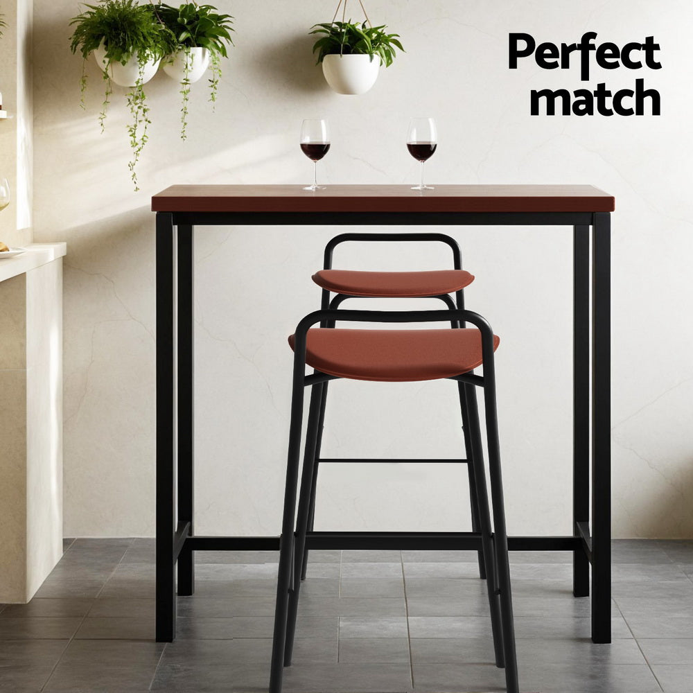 Industrial Bar Table and Stool Set Brown/Black