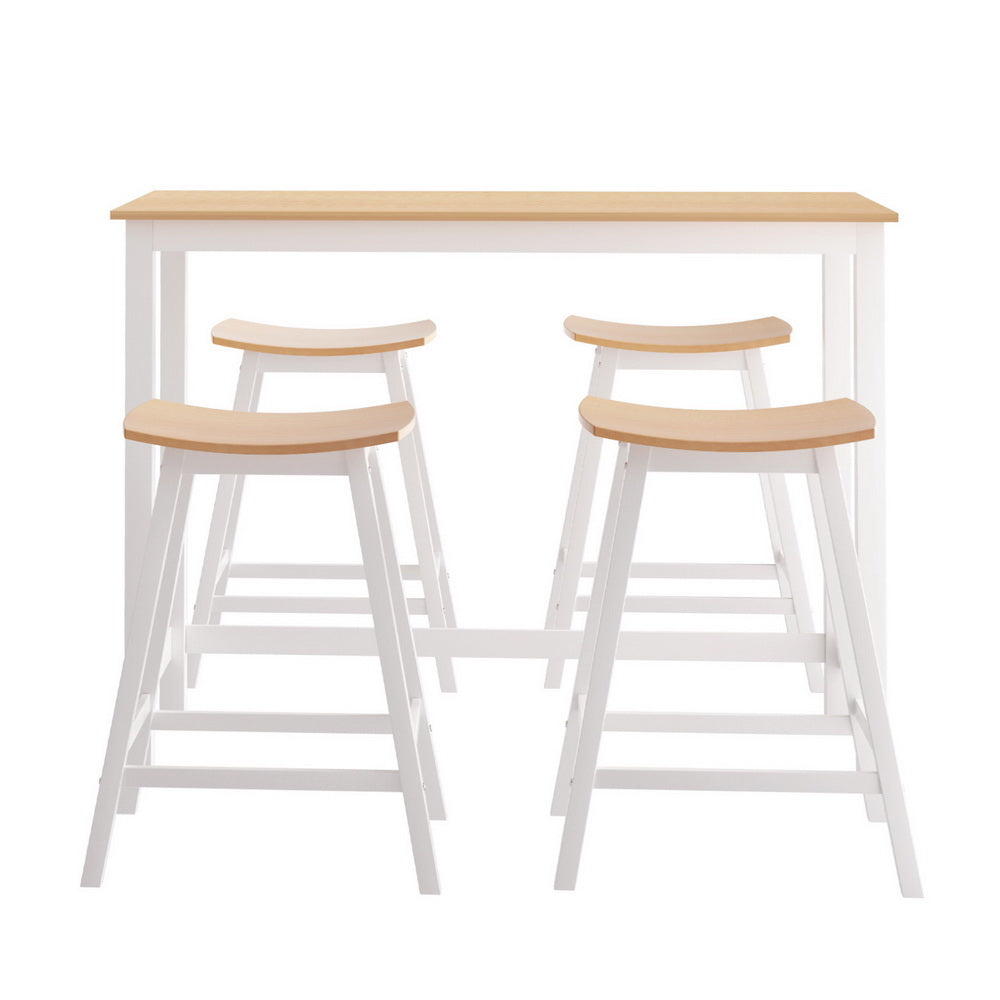 Artiss Dining Set Bar Table and Stools Solid Wood Pine White