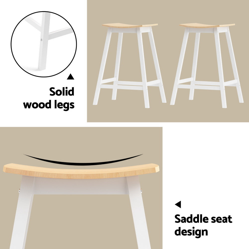 Artiss Dining Set Bar Table and Stools Solid Wood Pine White