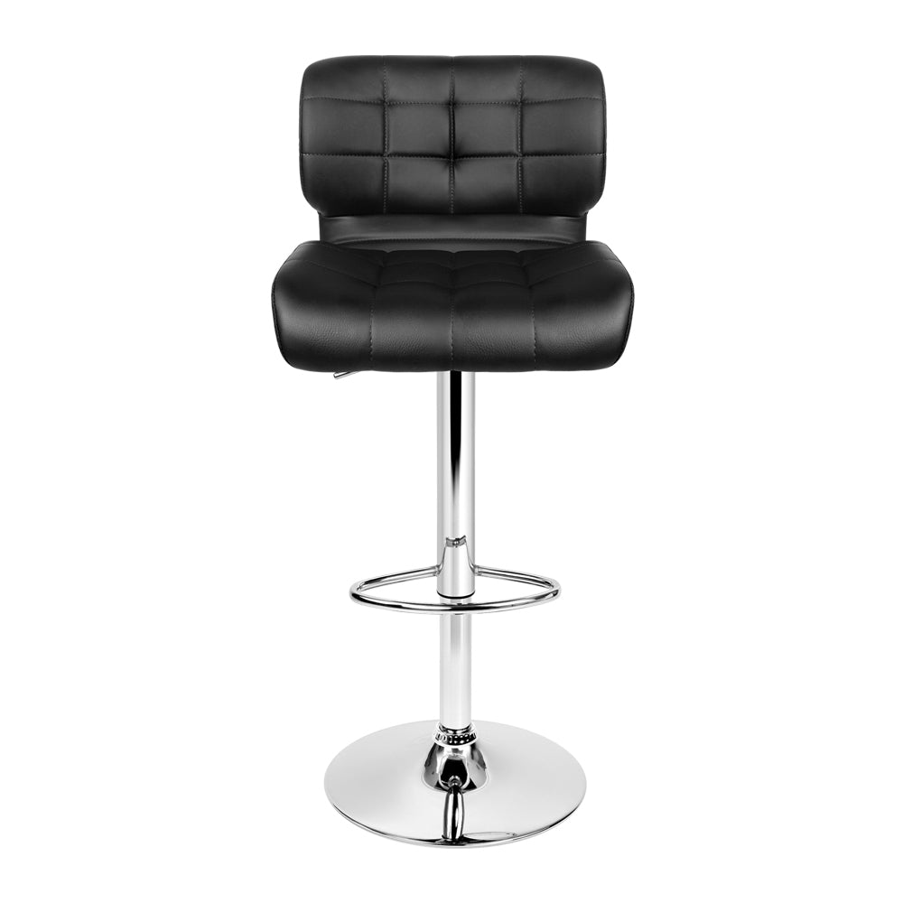 Promus Bar Stools 2x Gas Lift Leather Padded Black