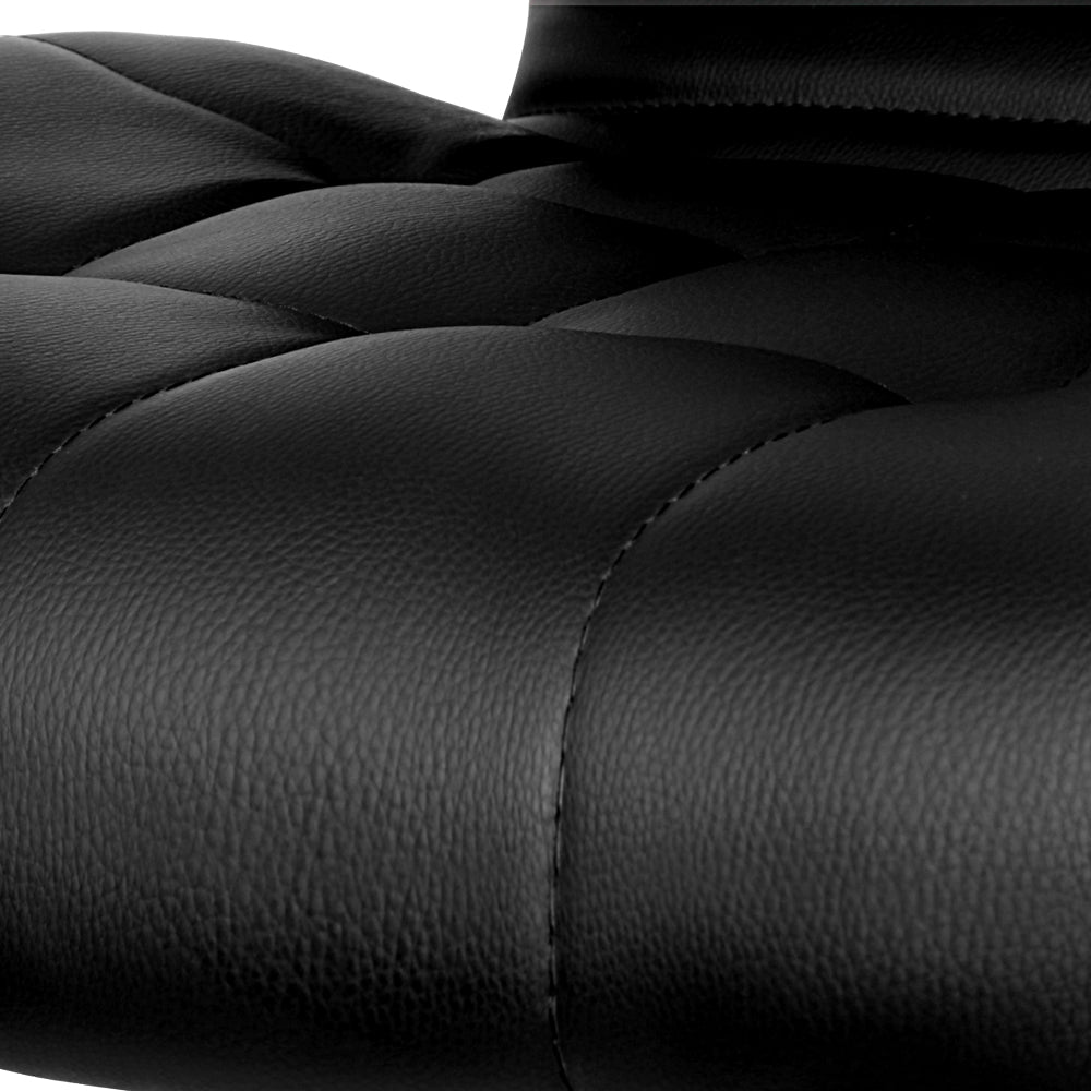 Promus Bar Stools 2x Gas Lift Leather Padded Black