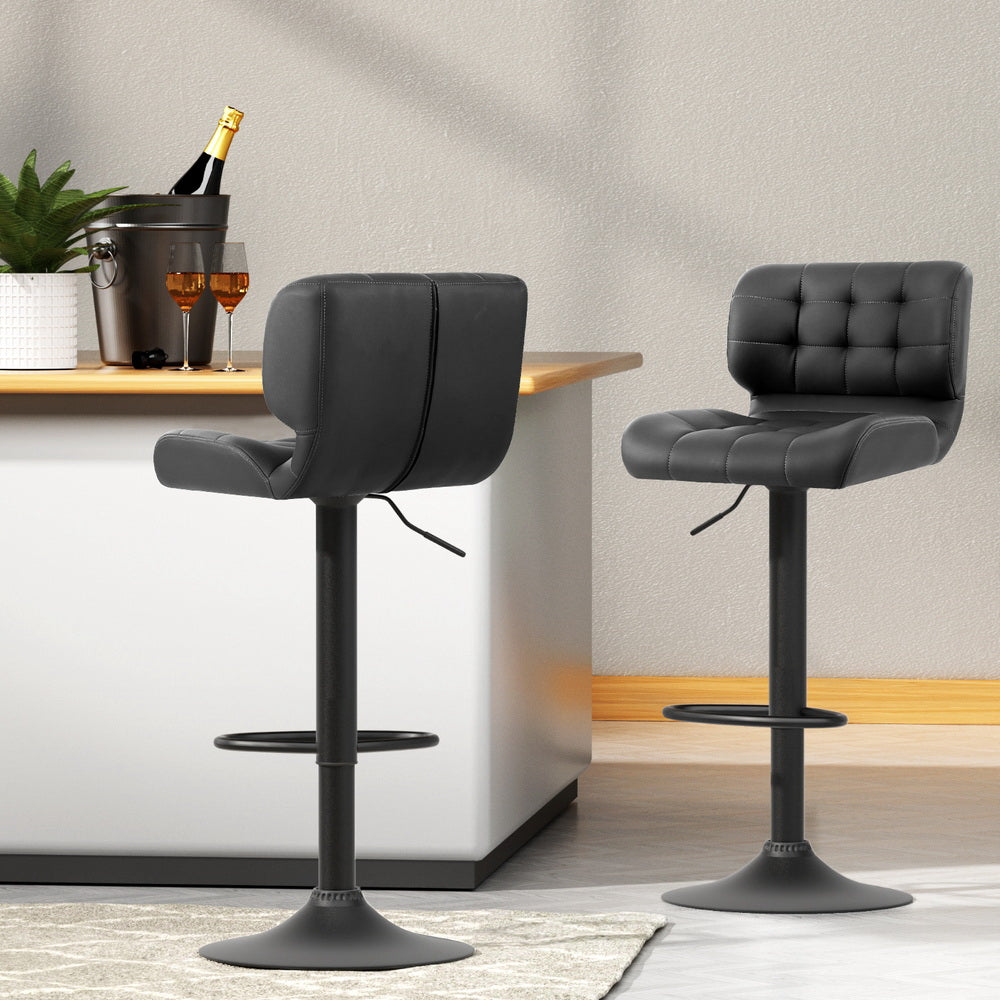 Artiss 4x Bar Stools Gas Lift Leather Padded Grey