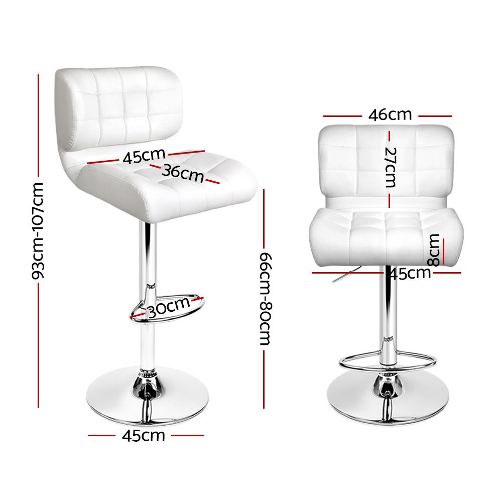 Artiss 4x Gas Lift Leather Bar Stools Padded White