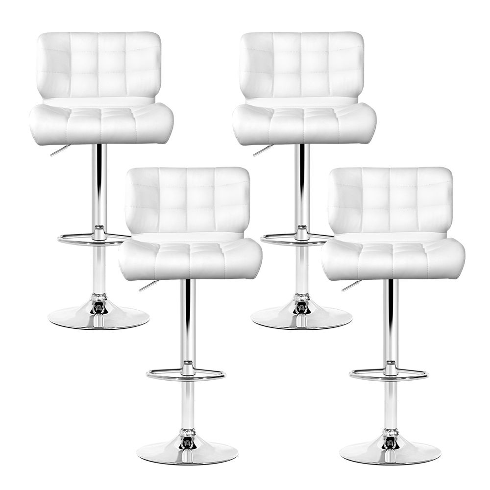 Artiss 4x Gas Lift Leather Bar Stools Padded White