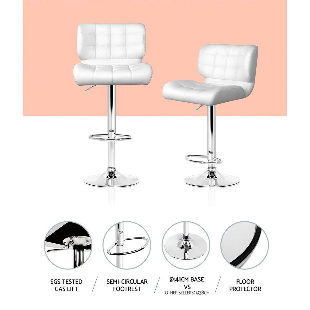 Artiss 4x Gas Lift Leather Bar Stools Padded White