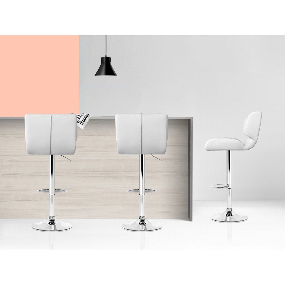 Artiss 4x Gas Lift Leather Bar Stools Padded White