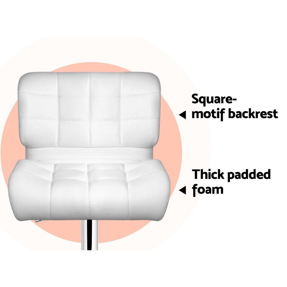 Artiss 4x Gas Lift Leather Bar Stools Padded White