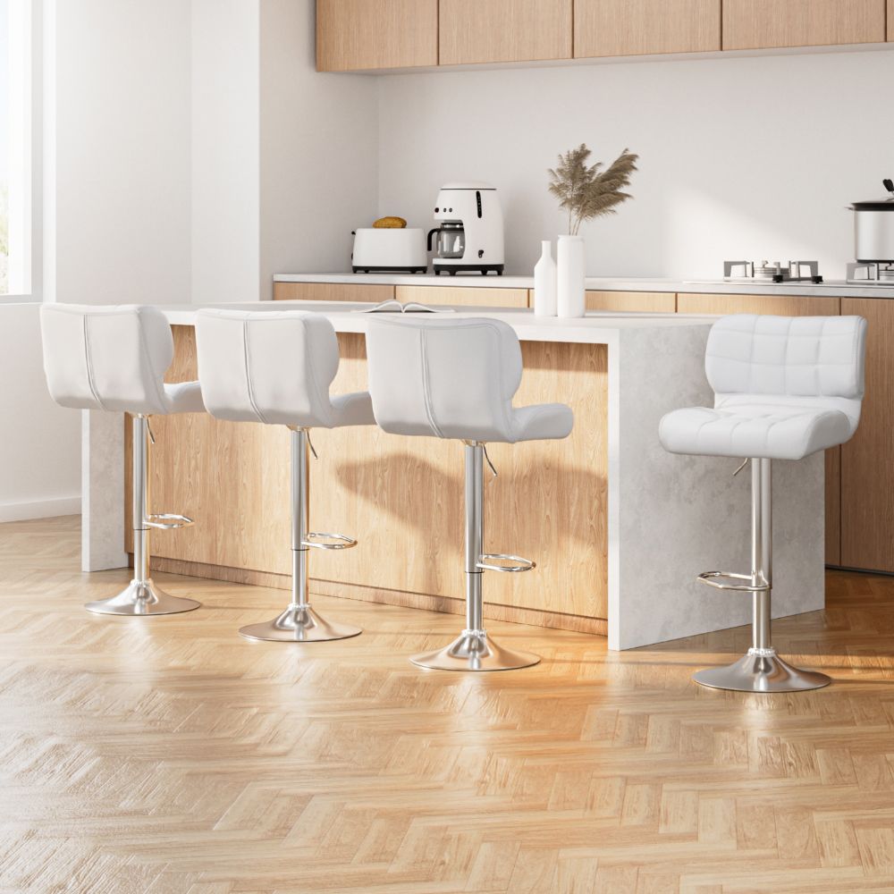 Artiss 4x Gas Lift Leather Bar Stools Padded White