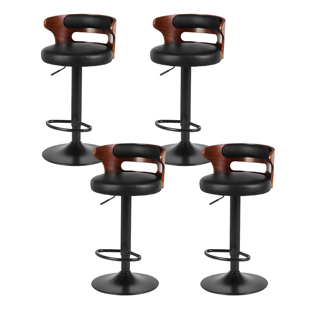 Adjustable Mid-Back Bar Stools PU Leather 4x Set Artiss