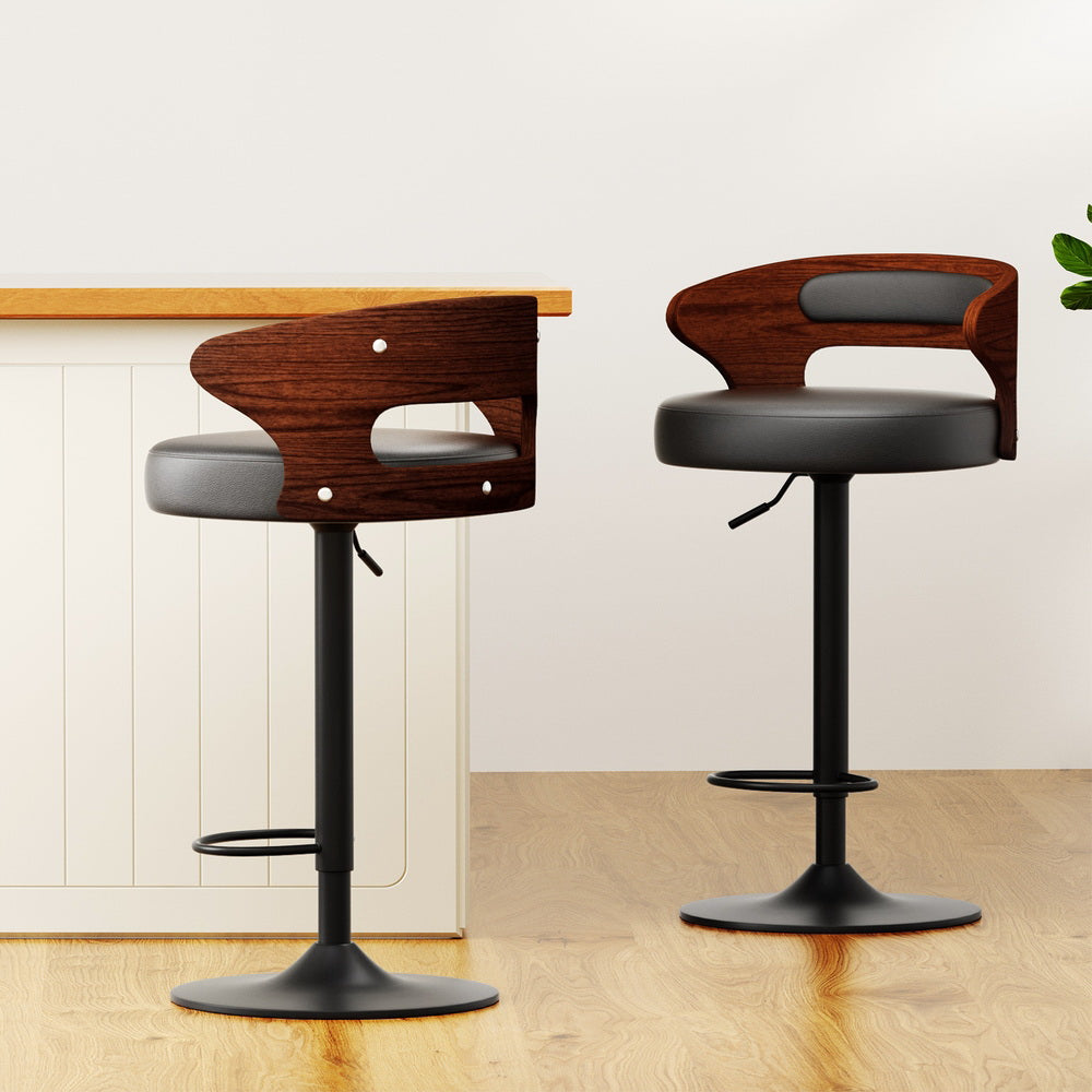 Adjustable Mid-Back Bar Stools PU Leather 4x Set Artiss