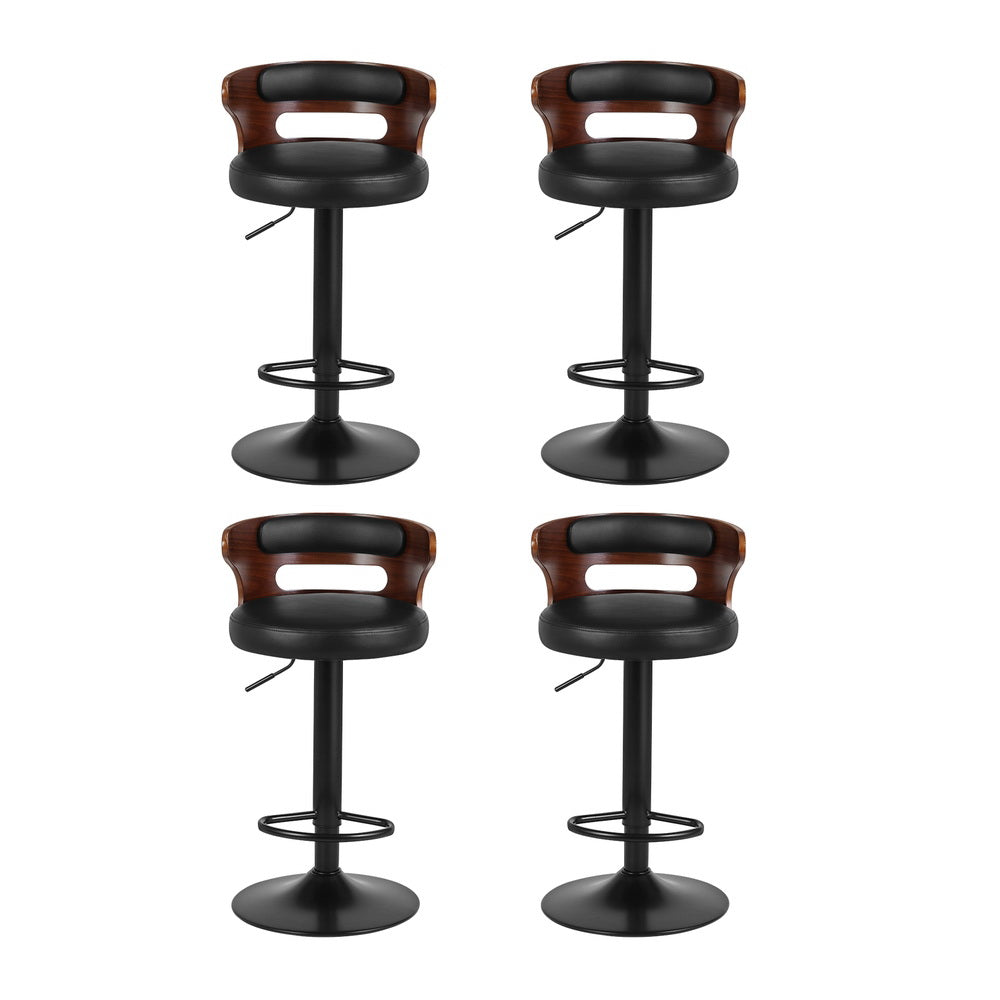 Grandeur 4 Bar Stools Gas Lift Faux Leather Black