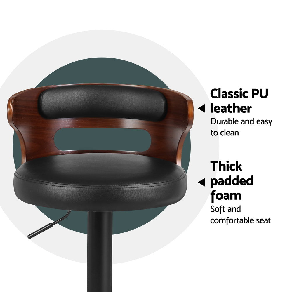 Grandeur 4 Bar Stools Gas Lift Faux Leather Black