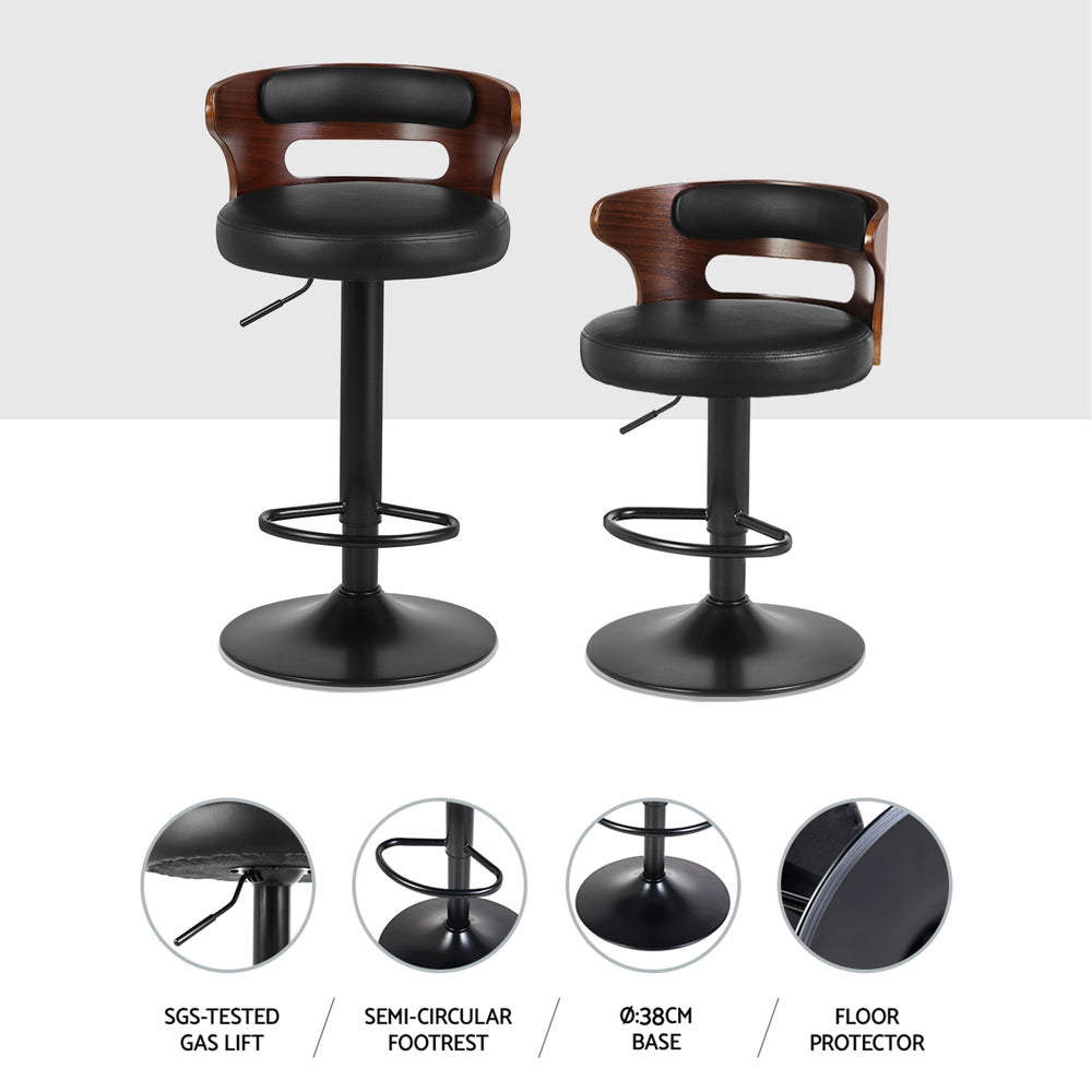 Grandeur 4 Bar Stools Gas Lift Faux Leather Black
