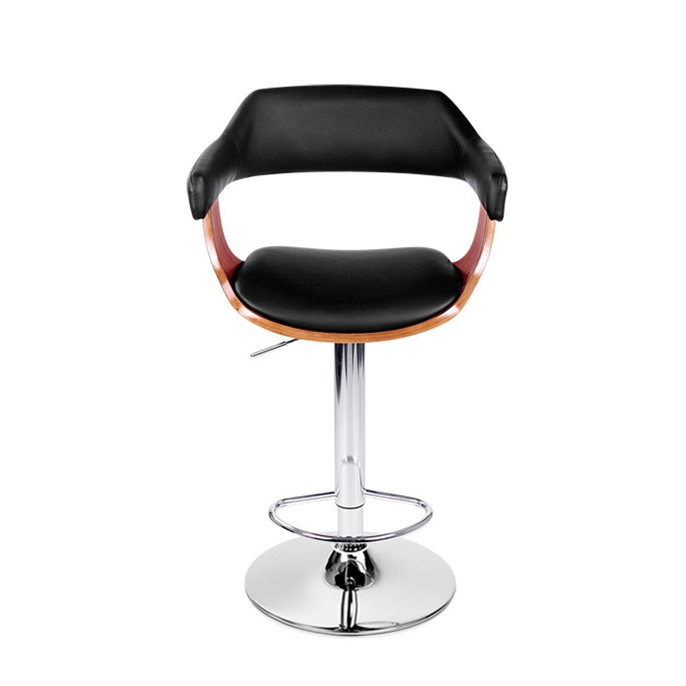 Selina Adjustable Bar Stool Leather Armrest Black