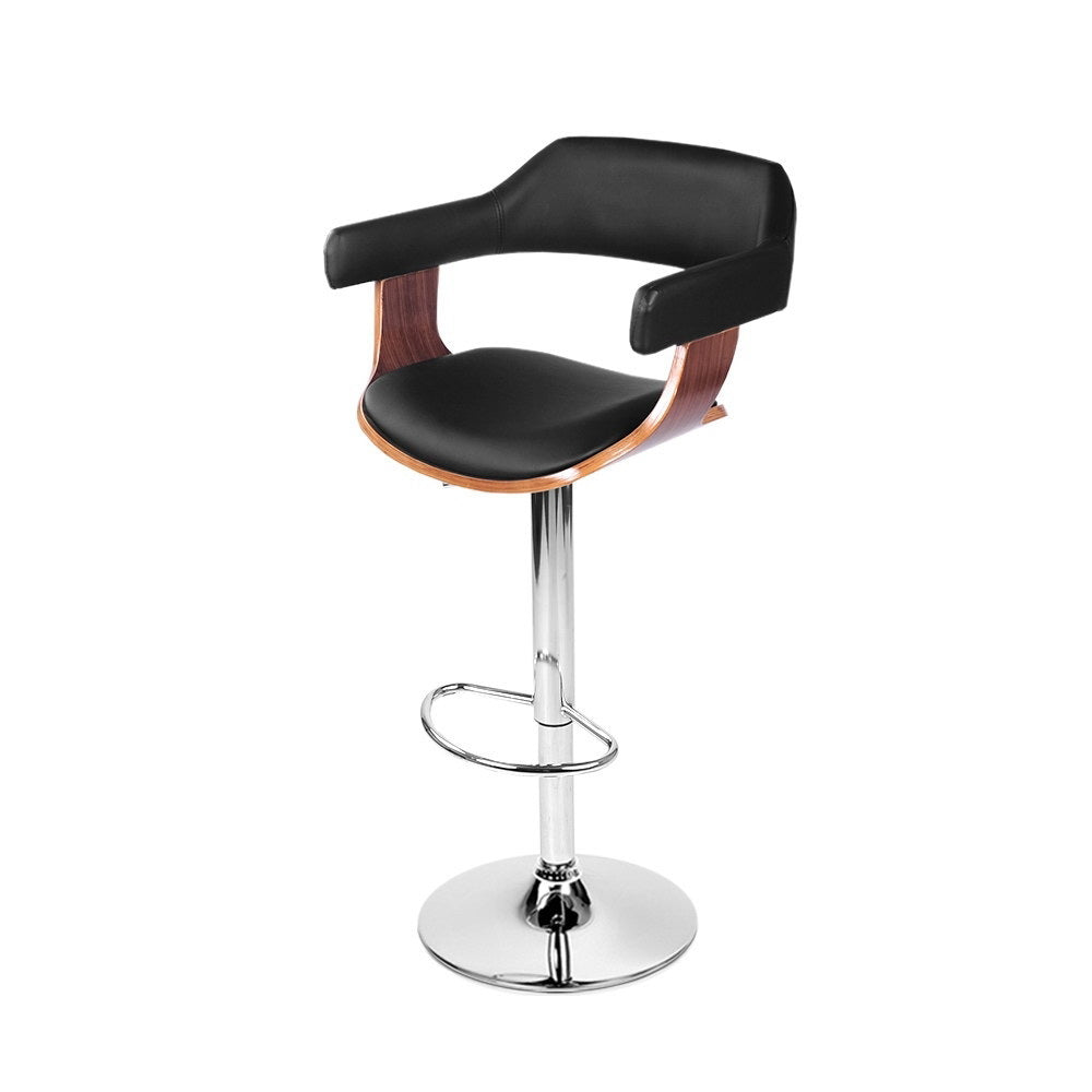 Selina Adjustable Bar Stool Leather Armrest Black
