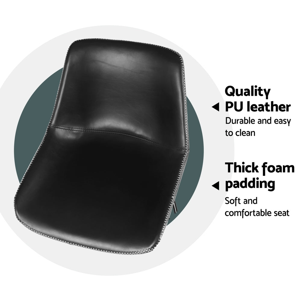 Fenella 4x Bar Stools Leather Padded Metal Legs Black