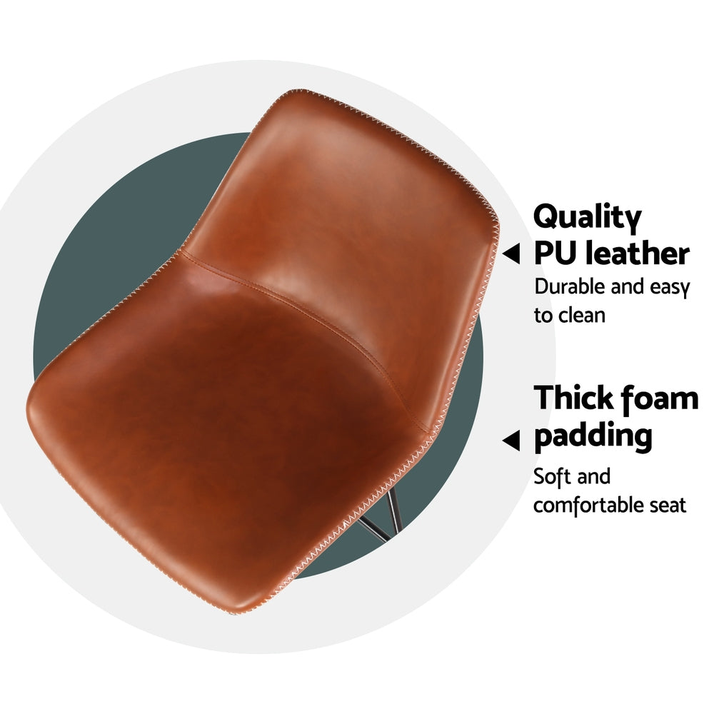 Artiss Bar Stools Set of 4 Leather Padded Metal Legs Brown