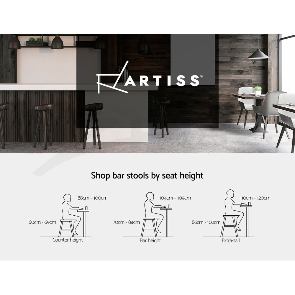 Artiss Bar Stools X3 Kitchen Counter Chair Gas Lift Swivel PU Ambrus Black