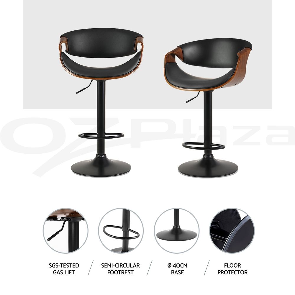 Artiss Bar Stools X3 Kitchen Counter Chair Gas Lift Swivel PU Ambrus Black