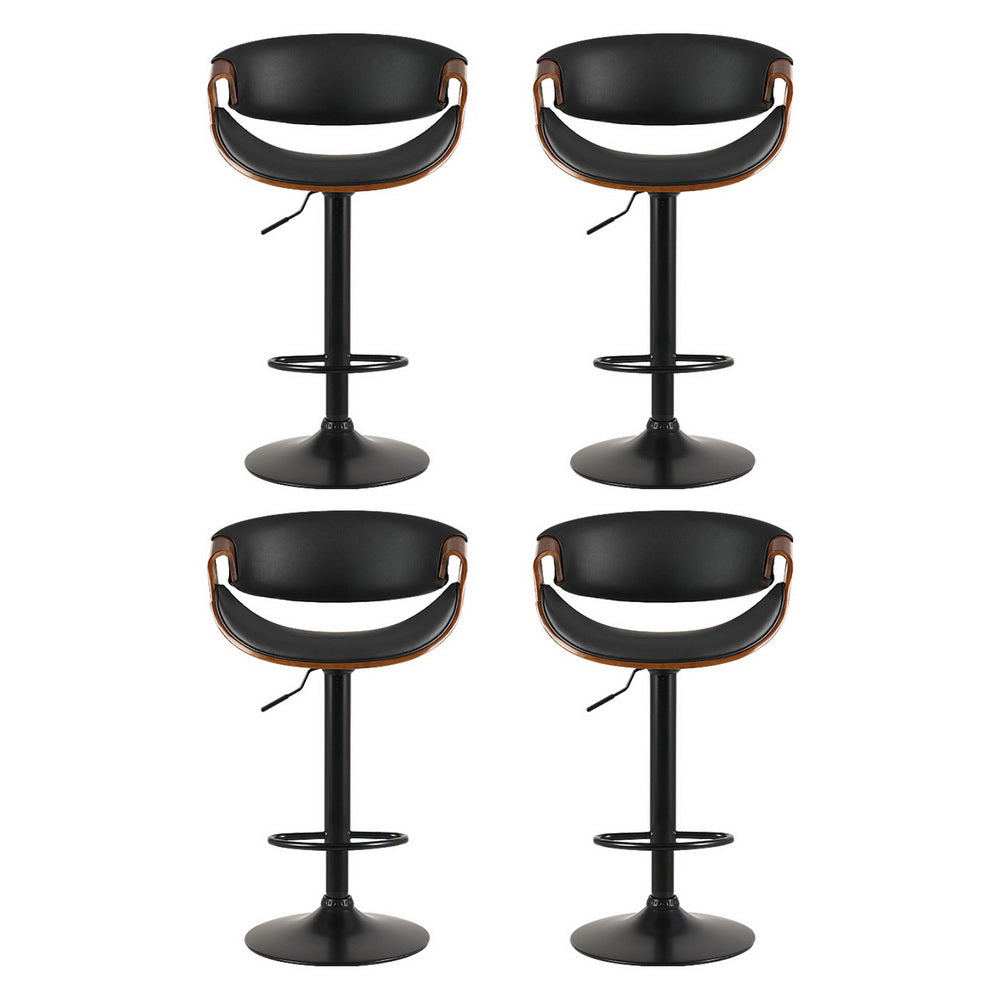 Artiss 4x Bar Stools Gas Lift Leather Armrest Black