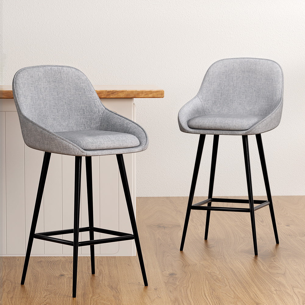 Artiss 2x Bar Stools Upholstered Stool Counter Seat Kitchen Dining Chairs
