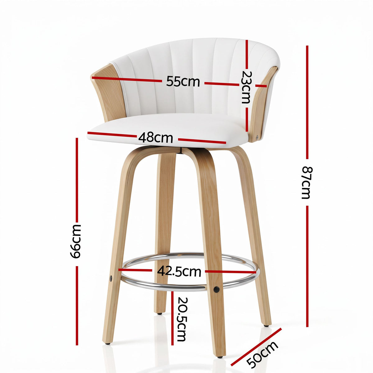Artiss 66cm Seat Height Wooden Bar Stools Swivel Kitchen Counter Stool Chair