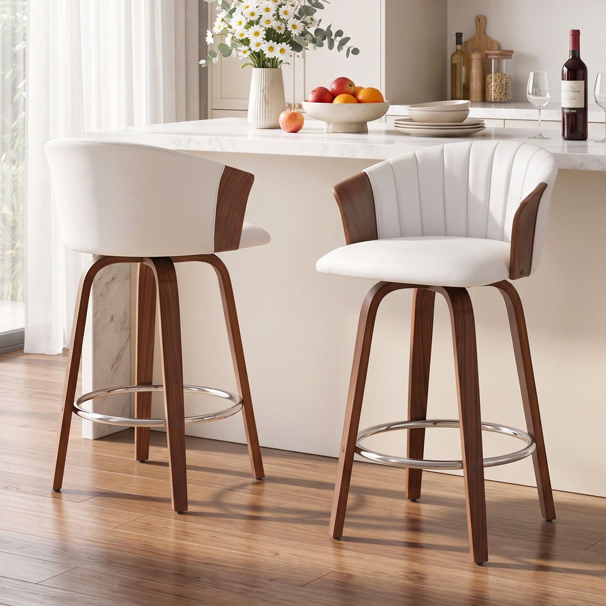 Artiss Wooden Bar Stools Set of 2 Swivel Kitchen Counter Stools Chair 66cm