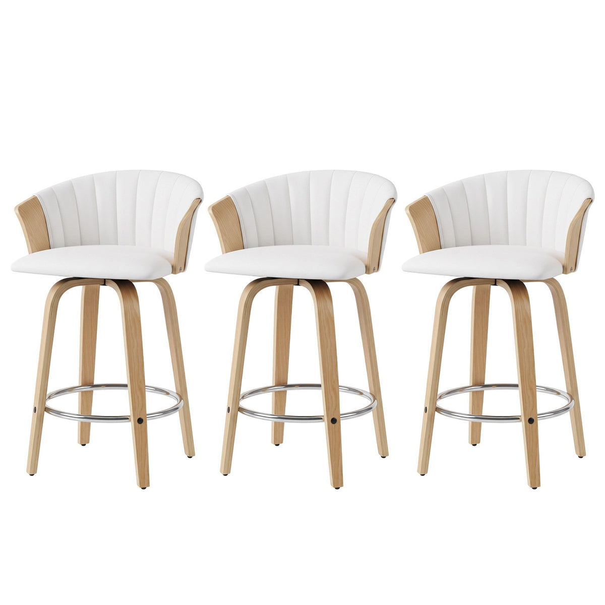 Artiss Wooden Bar Stools Set of 3 Swivel Kitchen Counter Stools Chair 66cm