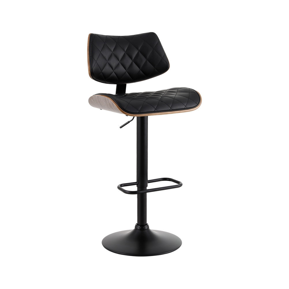 Adjustable Gas Lift Bar Stools, PU Leather, Wood Finish - Artiss