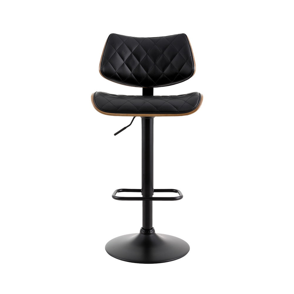 Adjustable Gas Lift Bar Stools, PU Leather, Wood Finish - Artiss