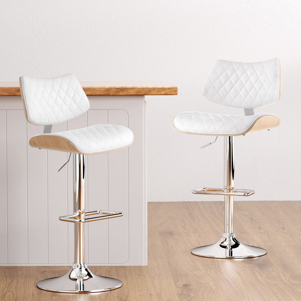 Adjustable PU Leather Bar Stools with Footrest - Artiss