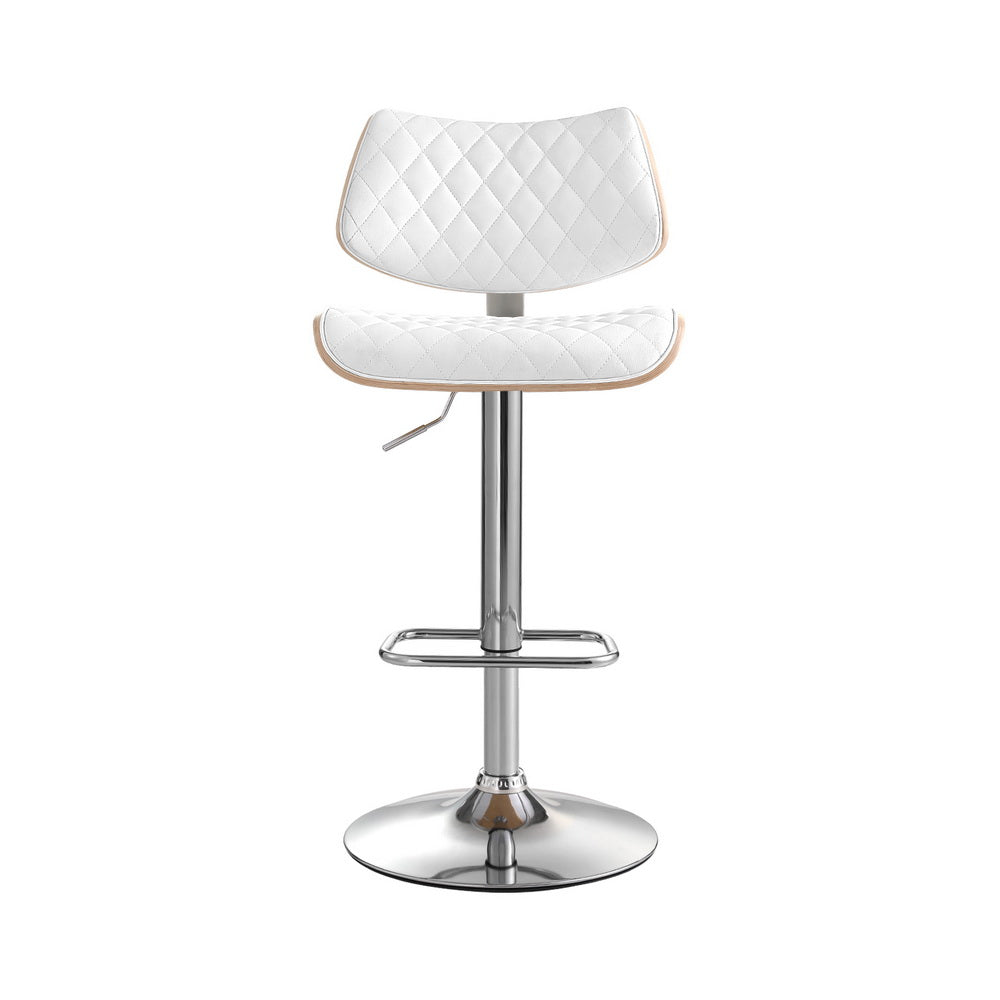 Quilla Adjustable Bar Stool Leather Bentwood White