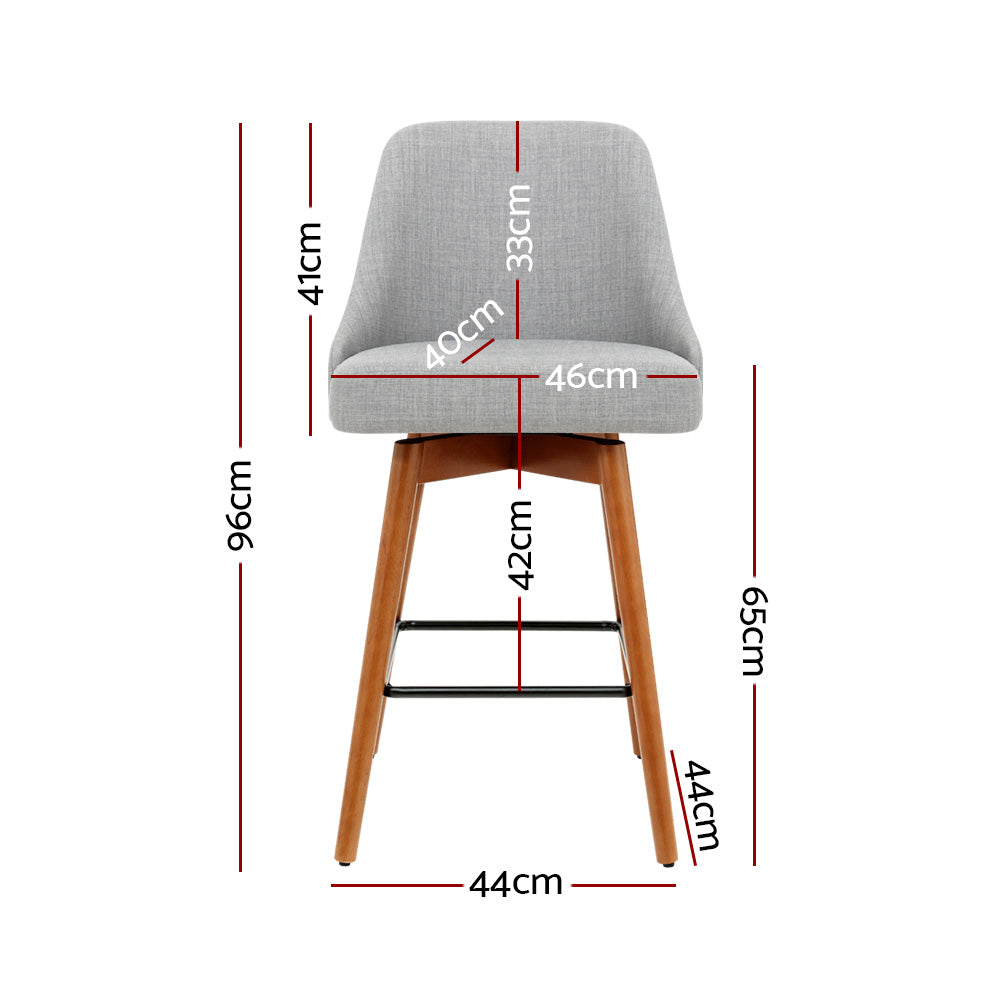 Artiss 2x Swivel Bar Stools Wooden Light Grey