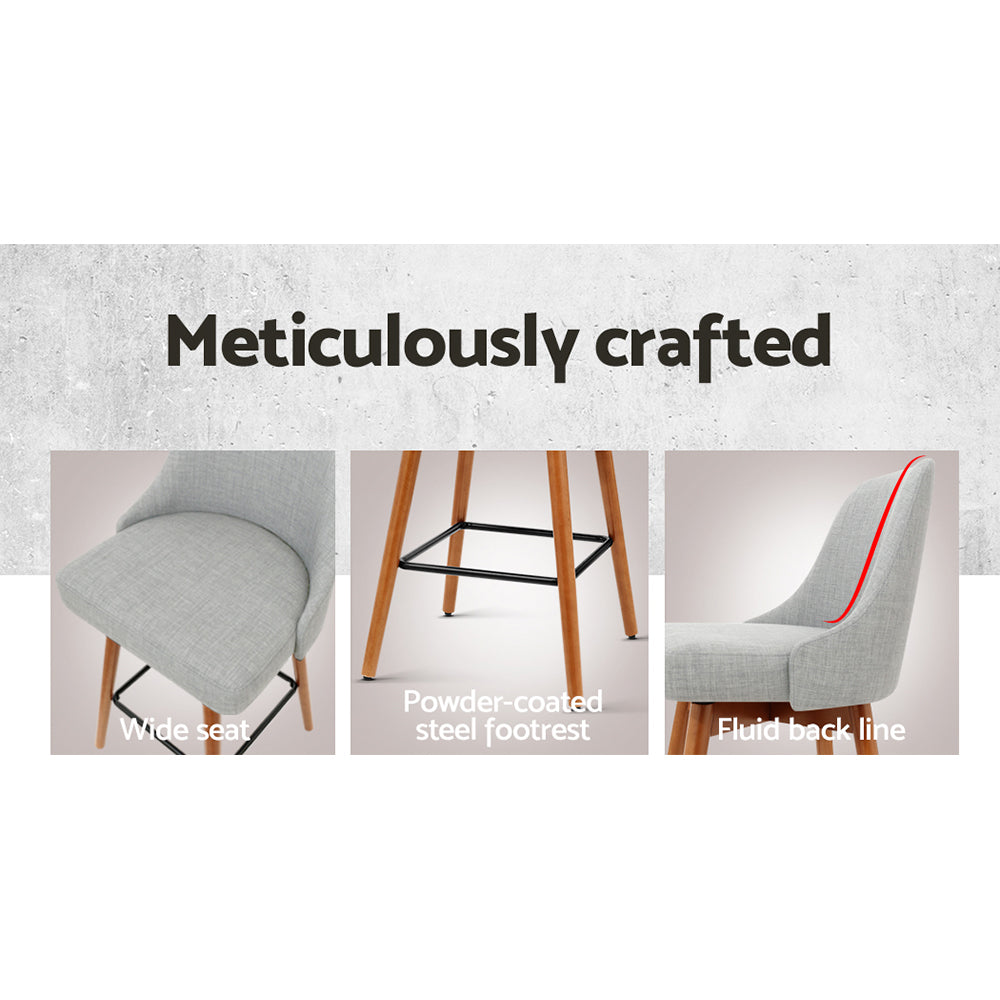 Artiss 2x Swivel Bar Stools Wooden Light Grey