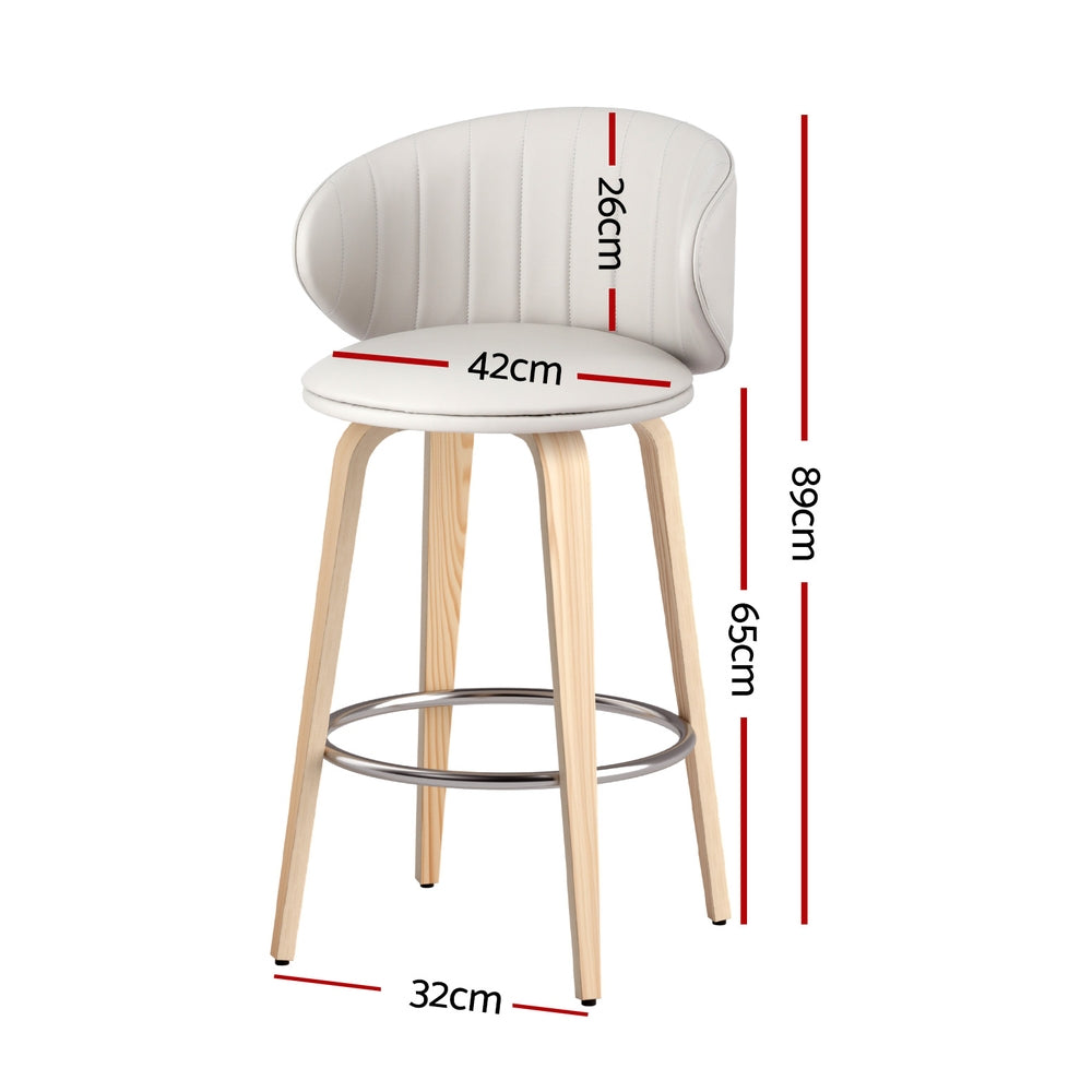 Artiss Set of 4 Bar Stools PU Leather Beige Wood