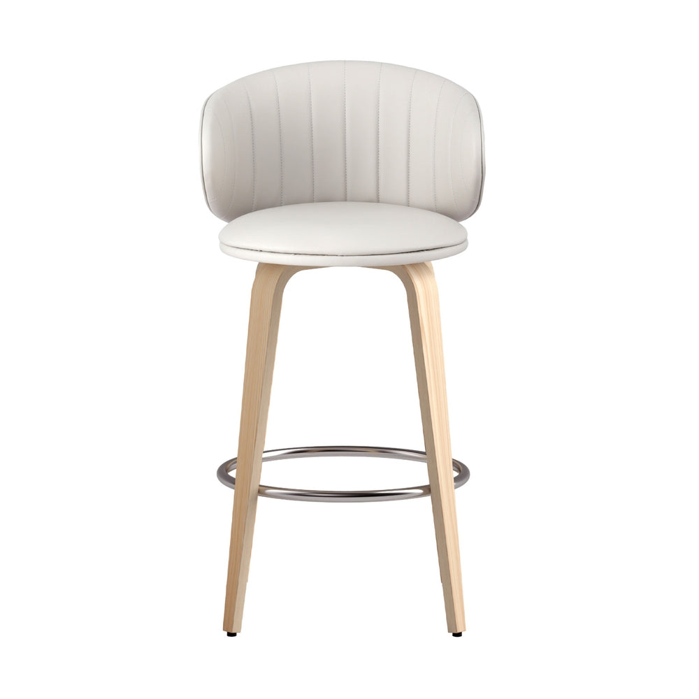 Artiss Set of 4 Bar Stools PU Leather Beige Wood