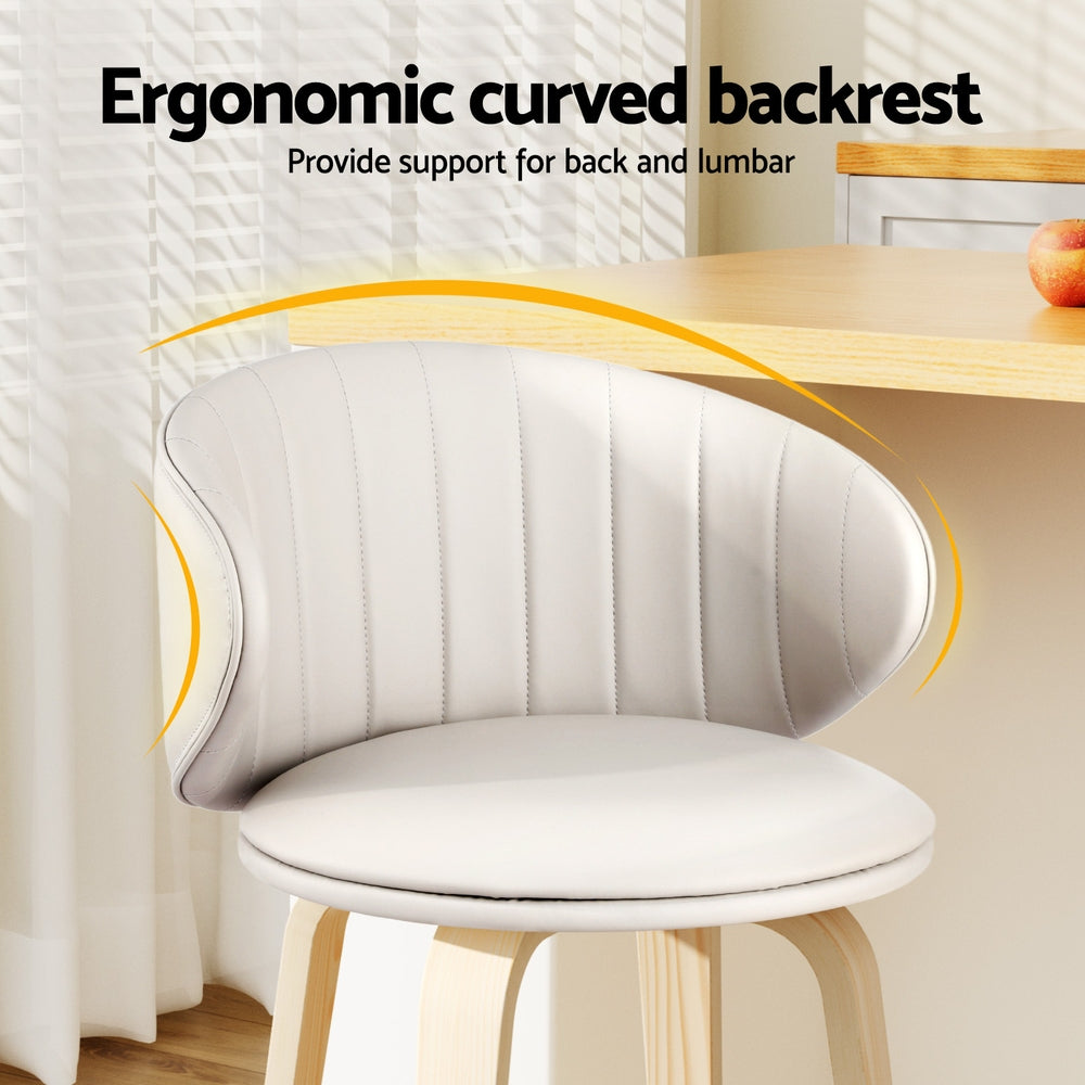 Artiss Set of 4 Bar Stools PU Leather Beige Wood