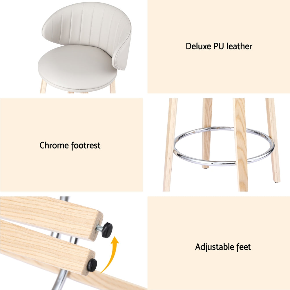 Artiss Set of 4 Bar Stools PU Leather Beige Wood