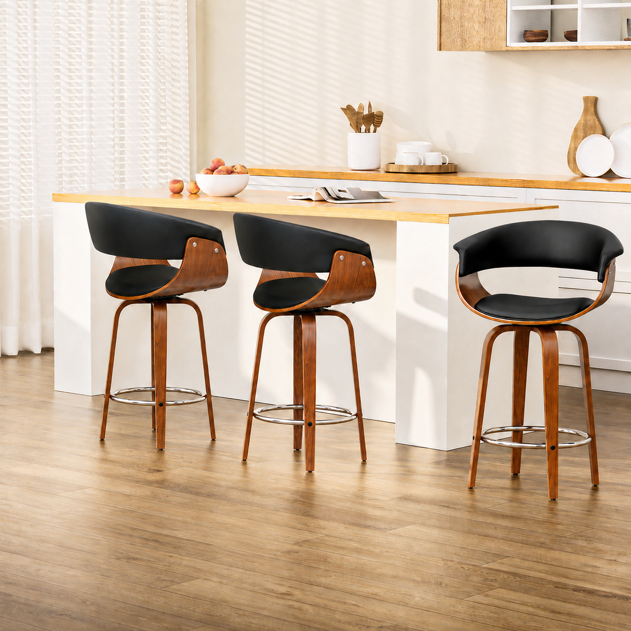 Artiss Bar Stools Set of 3 Kitchen Wooden Bar Stool Dining Chair 65cm
