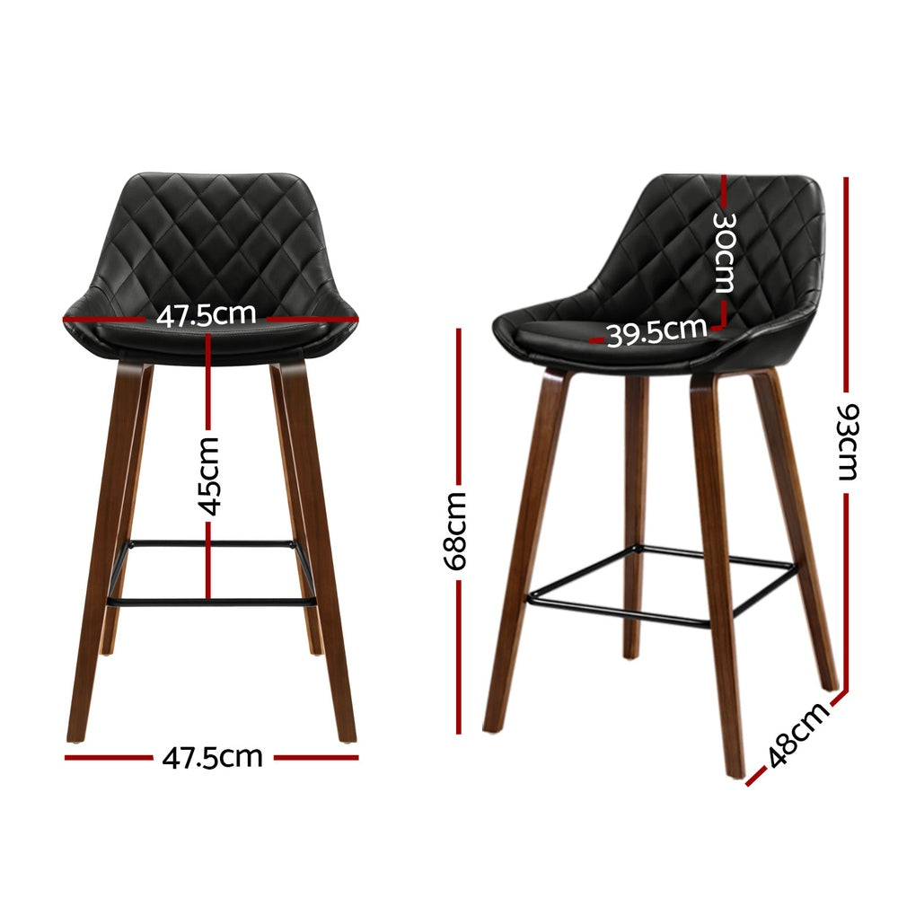 Bentwood 68cm Bar Stools PU Leather Seat Black Set of 4