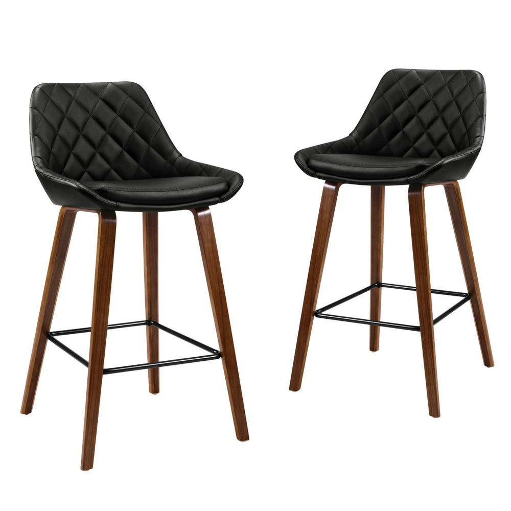 Bentwood 68cm Bar Stools PU Leather Seat Black Set of 4