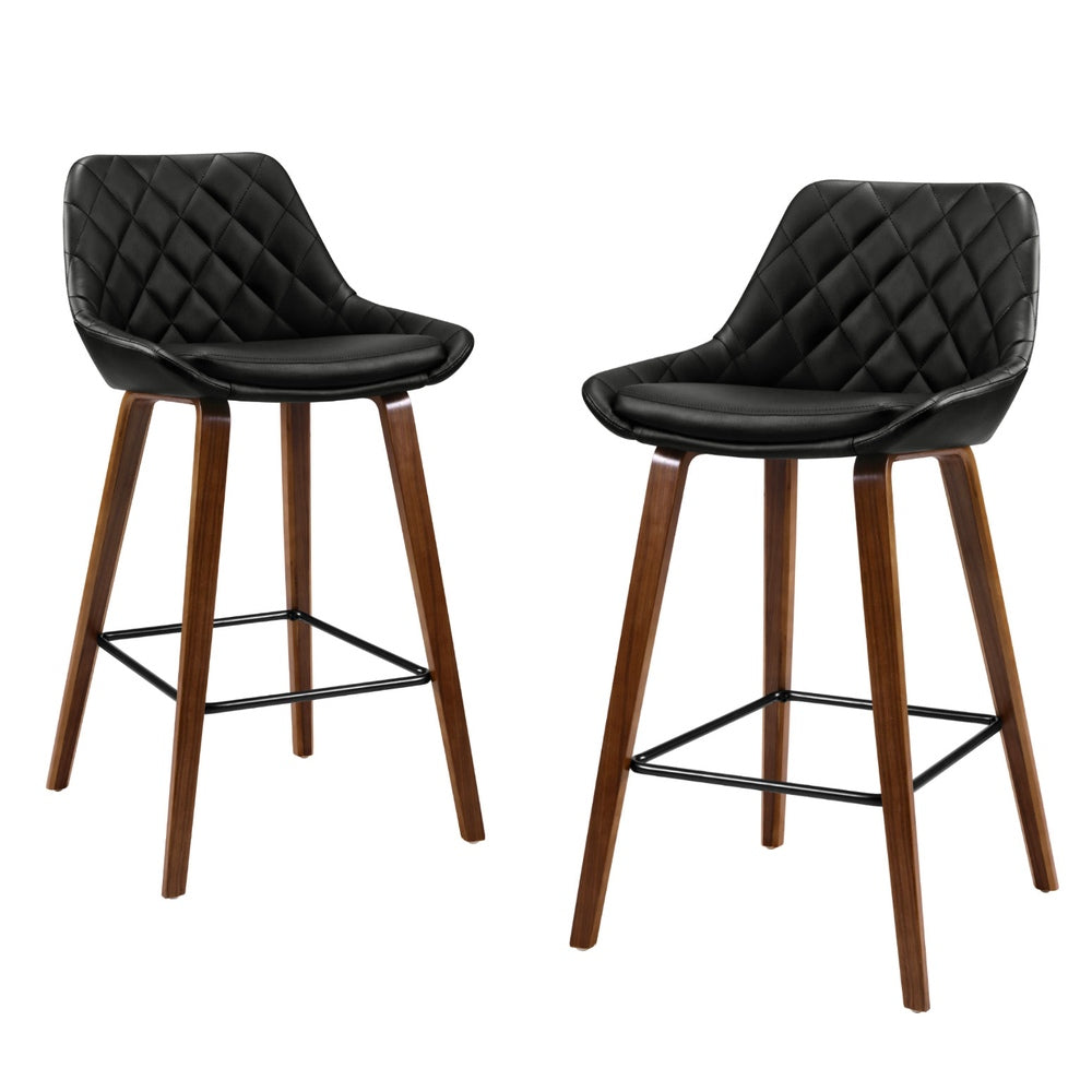 Bentwood 68cm Bar Stools PU Leather Seat Black Set of 4