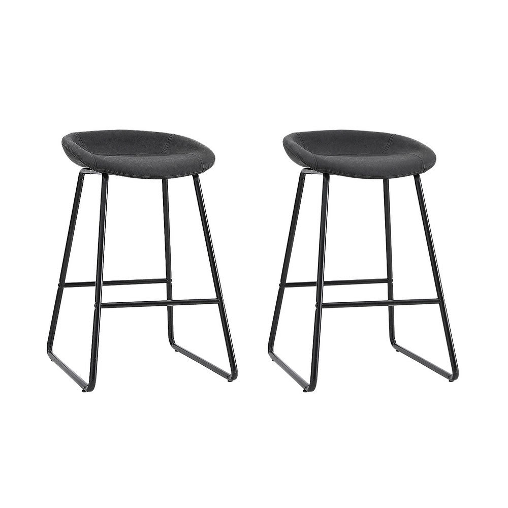 Ludovic Bar Stools Set of 2 PU Leather Black